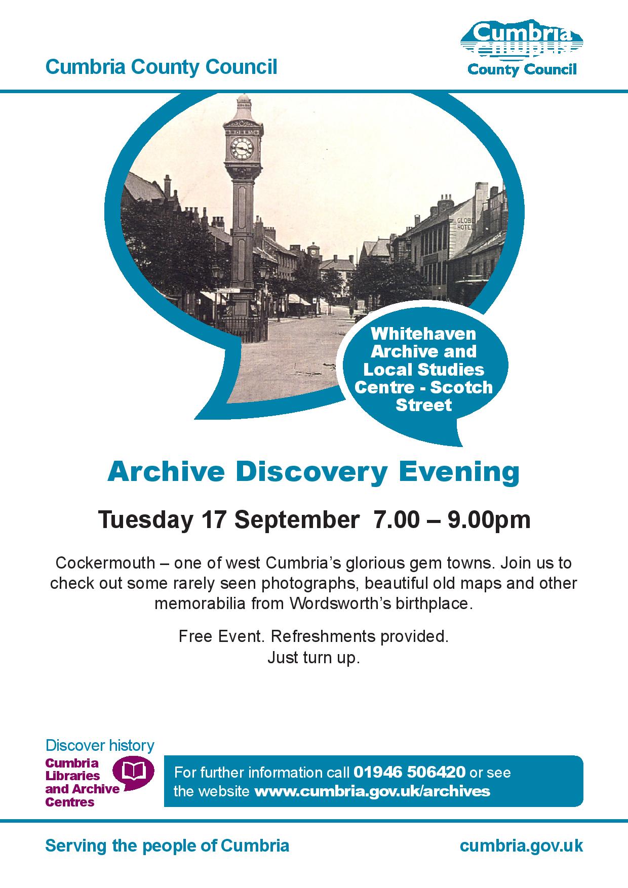 Archive Discovery Evening - Official Cockermouth Town Council & Tourist ...